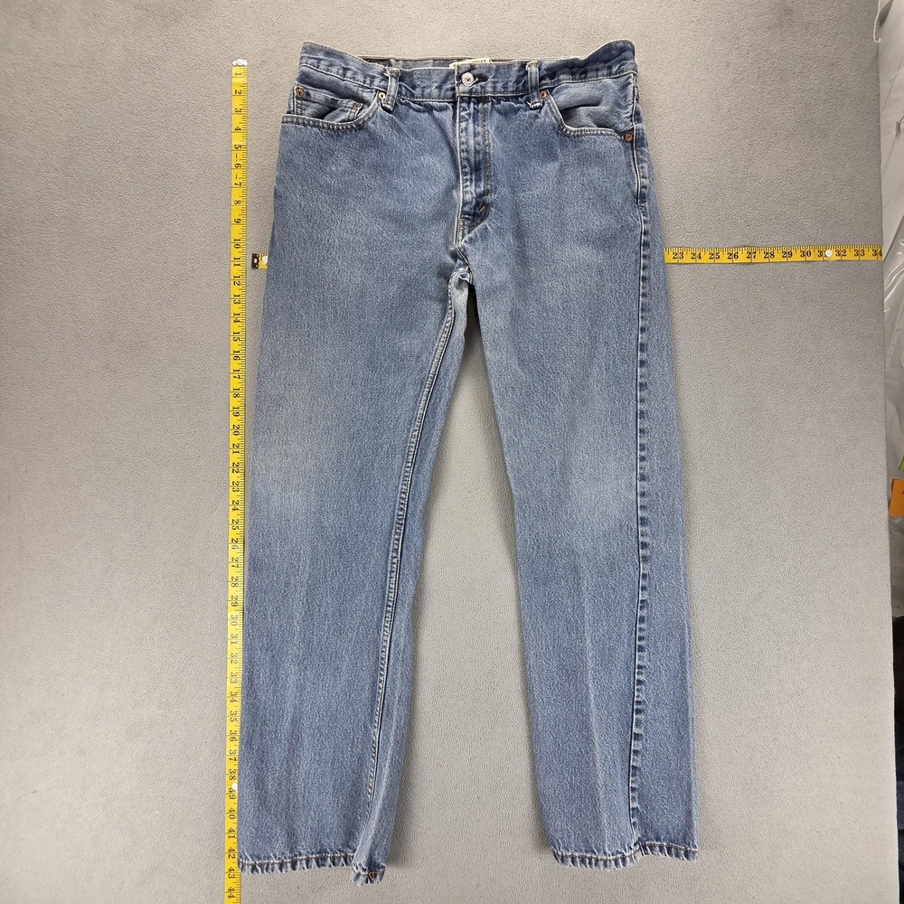 Levis‎ 505 Jeans Mens Blue Light Wash Denim Regular Straight Zip Fly Fits 36x32
